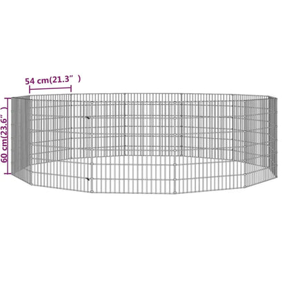 vidaXL Free Range Animal Enclosure 12-Panel 21.3"x23.6" Galvanized Iron-2