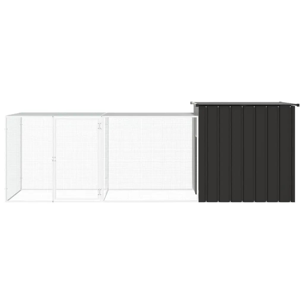 vidaXL Chicken Coop Multipurpose Chicken House with Mesh Cage Galvanized Steel-3