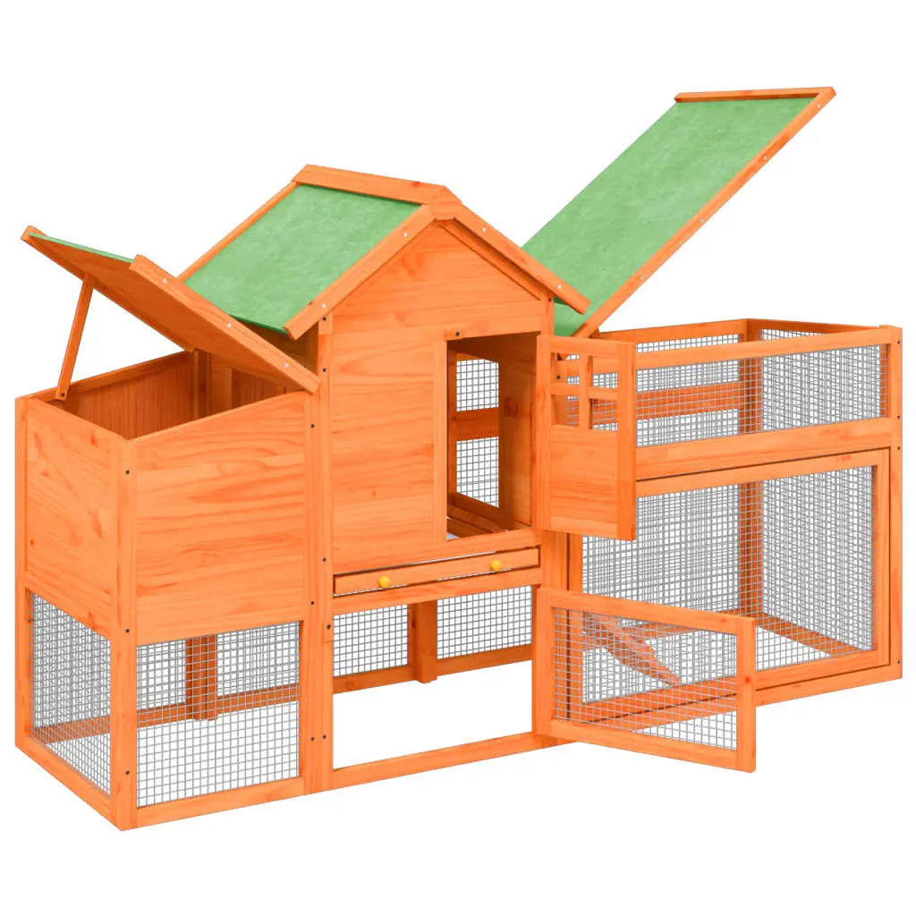 vidaXL Chicken Coop Brown 73.4"x23"x44.5" Solid Wood Pine-4