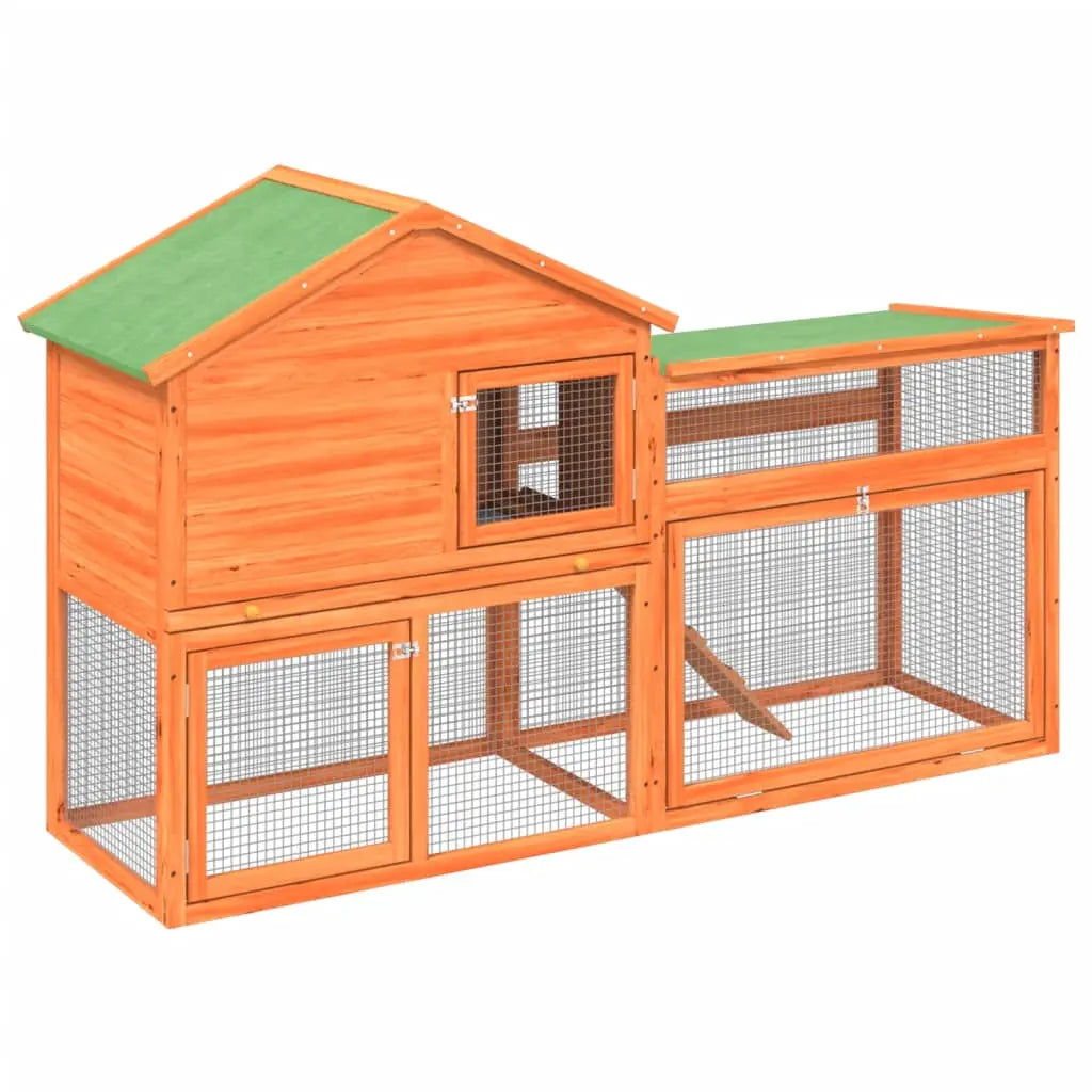 vidaXL Rabbit Hutch Brown 73"x23.8"x43.1" Solid Wood Pine-2