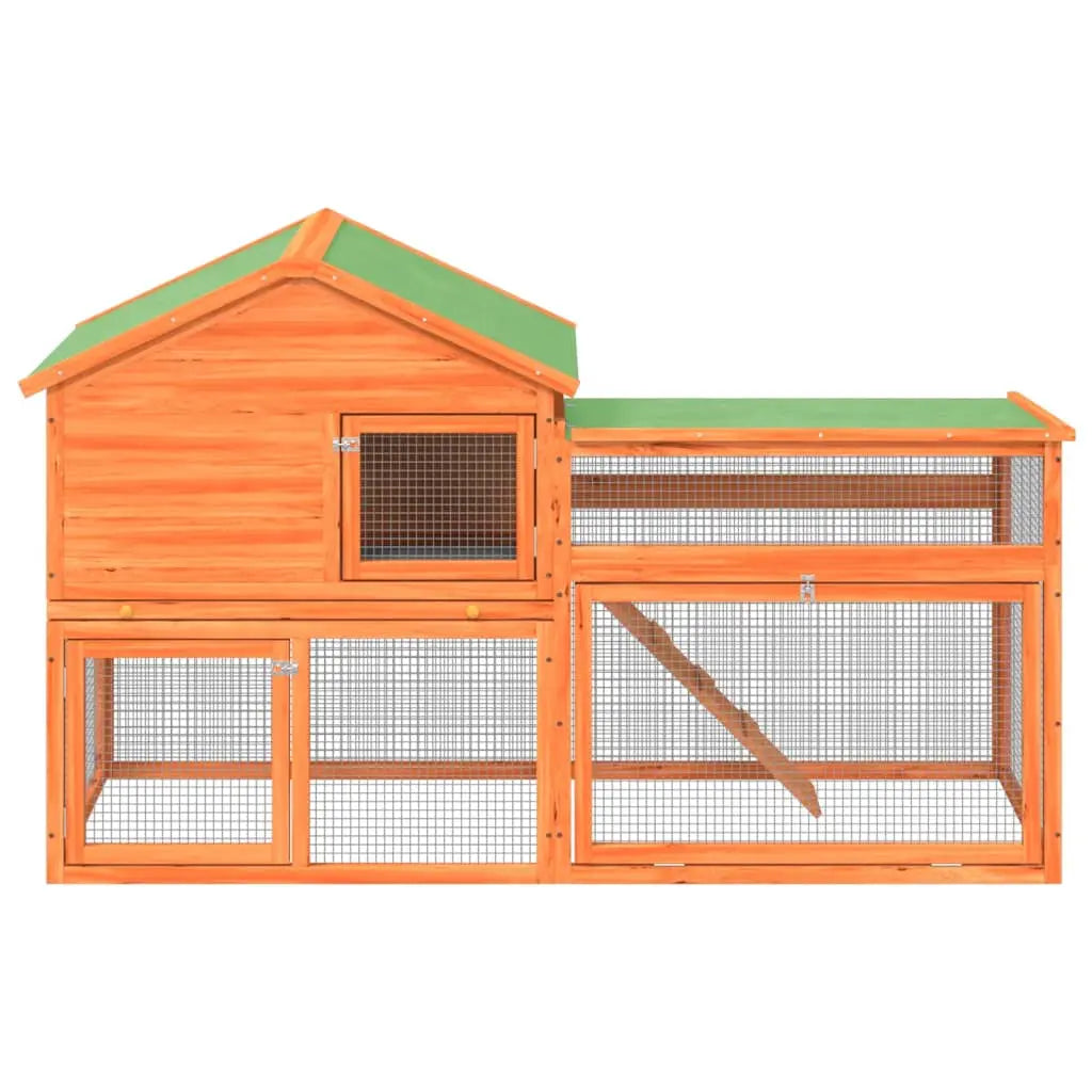 vidaXL Rabbit Hutch Brown 73"x23.8"x43.1" Solid Wood Pine-3