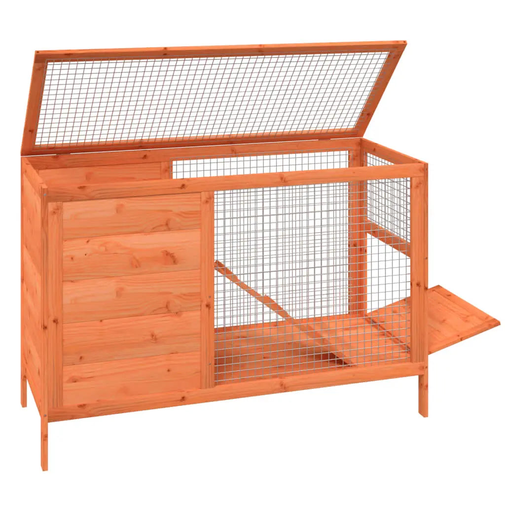 vidaXL Rabbit Hutch Brown 40.6"x17.3"x27.4" Solid Wood Pine-4