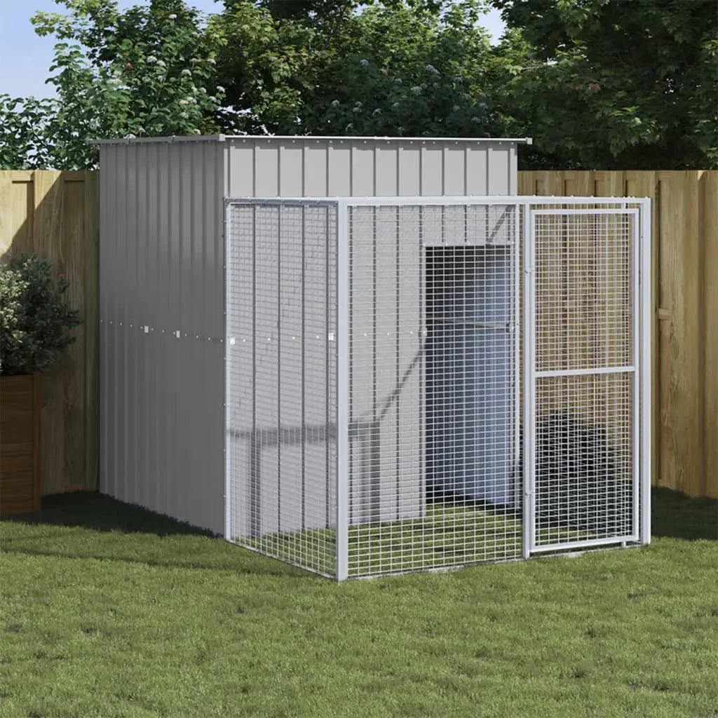 vidaXL Chicken Coop Metal Chicken Cage Animal House with Run Galvanized Steel-14