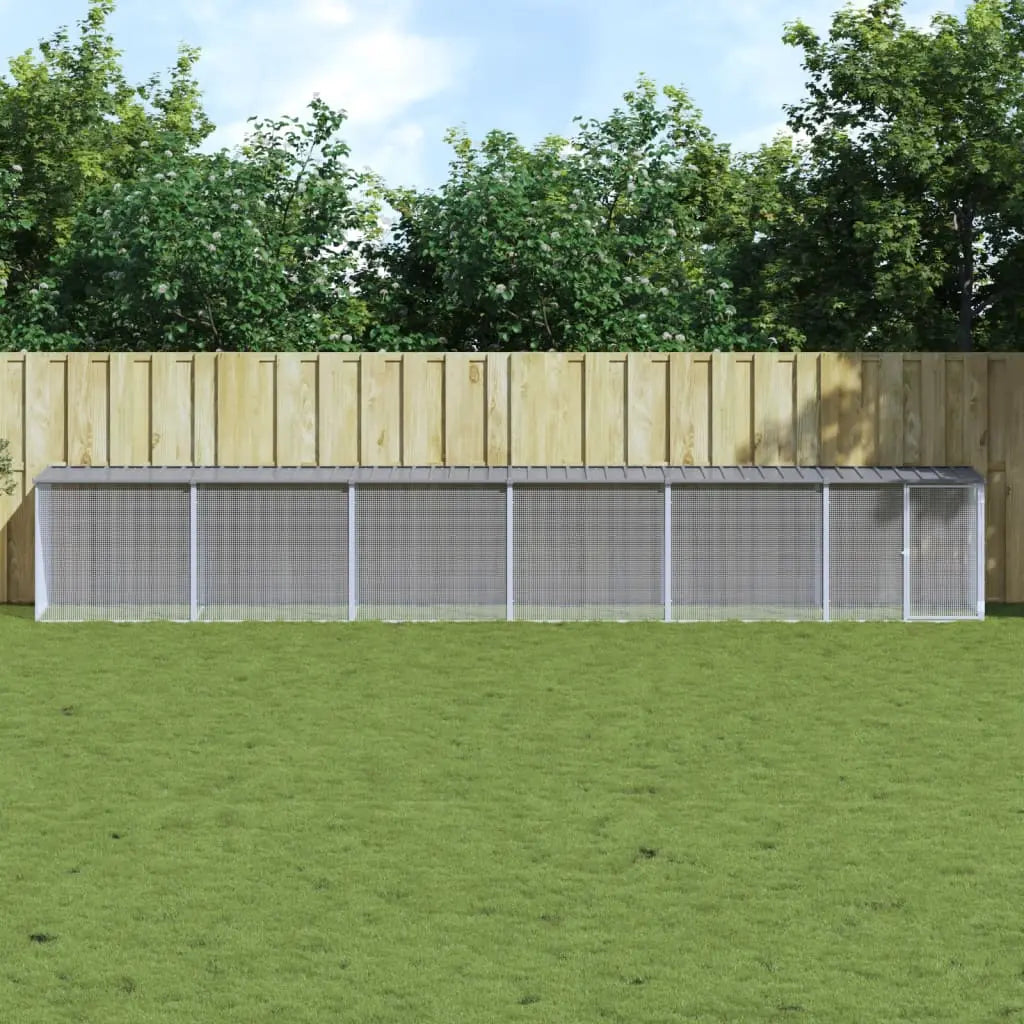 vidaXL Chicken Cage with Roof Metal Chicken Run Animal House Galvanized Steel-13