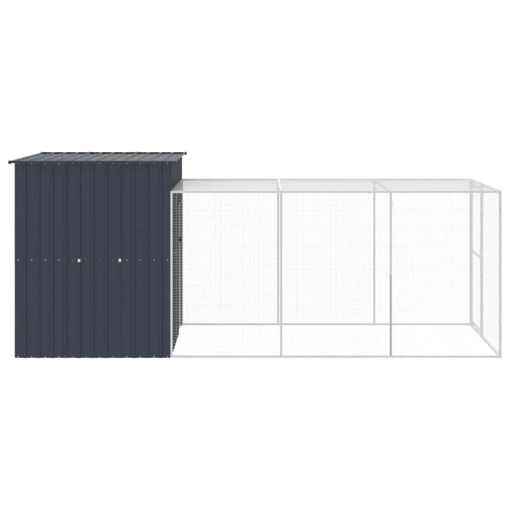vidaXL Chicken Coop Metal Chicken Cage Animal House with Run Galvanized Steel-1