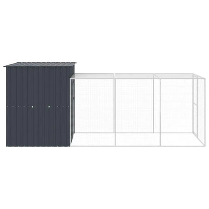 vidaXL Chicken Coop Metal Chicken Cage Animal House with Run Galvanized Steel-1