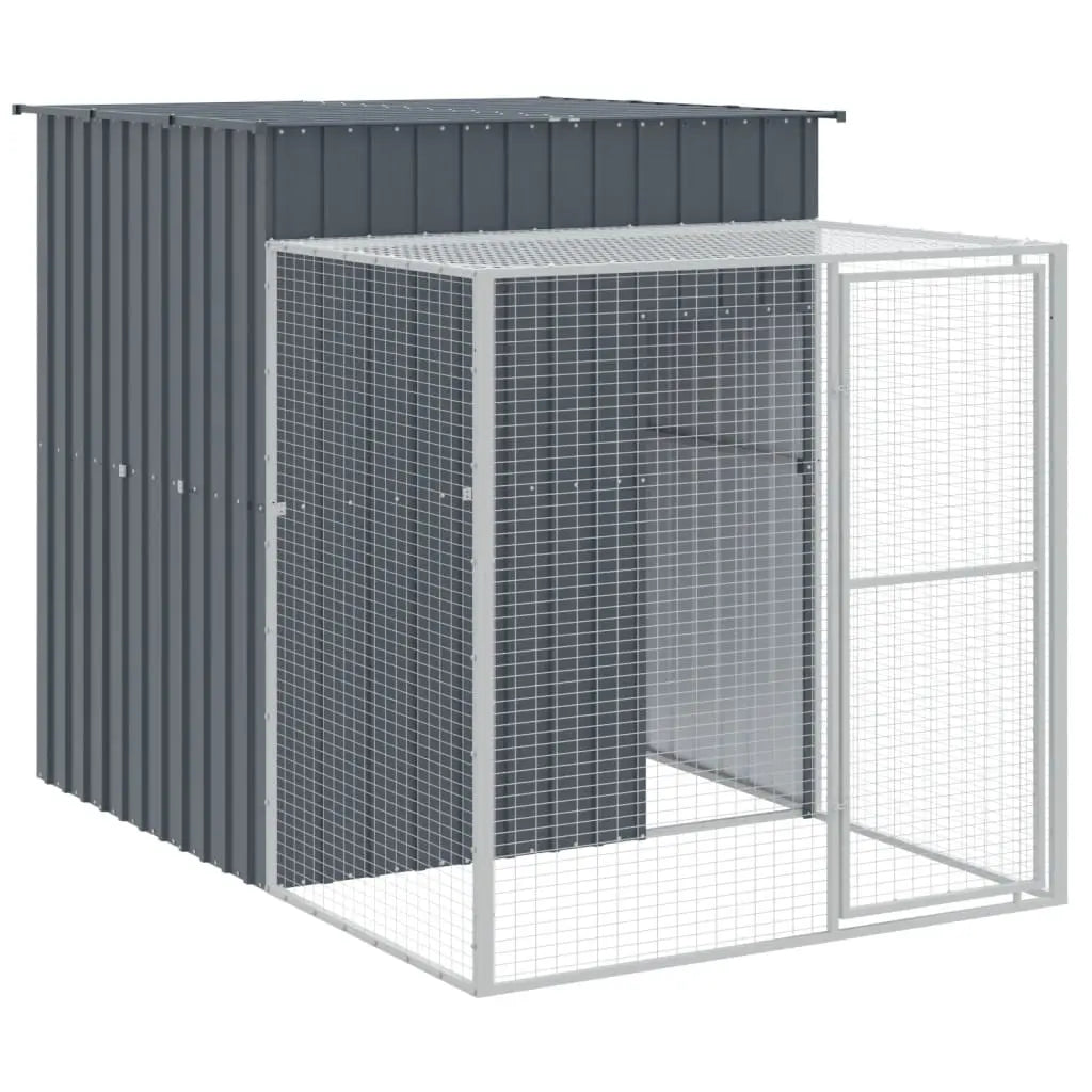 vidaXL Chicken Coop Metal Chicken Cage Animal House with Run Galvanized Steel-3
