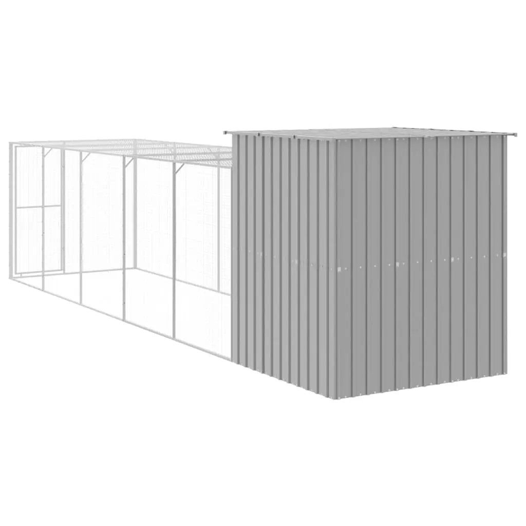 vidaXL Chicken Coop Metal Chicken Cage Animal House with Run Galvanized Steel-0