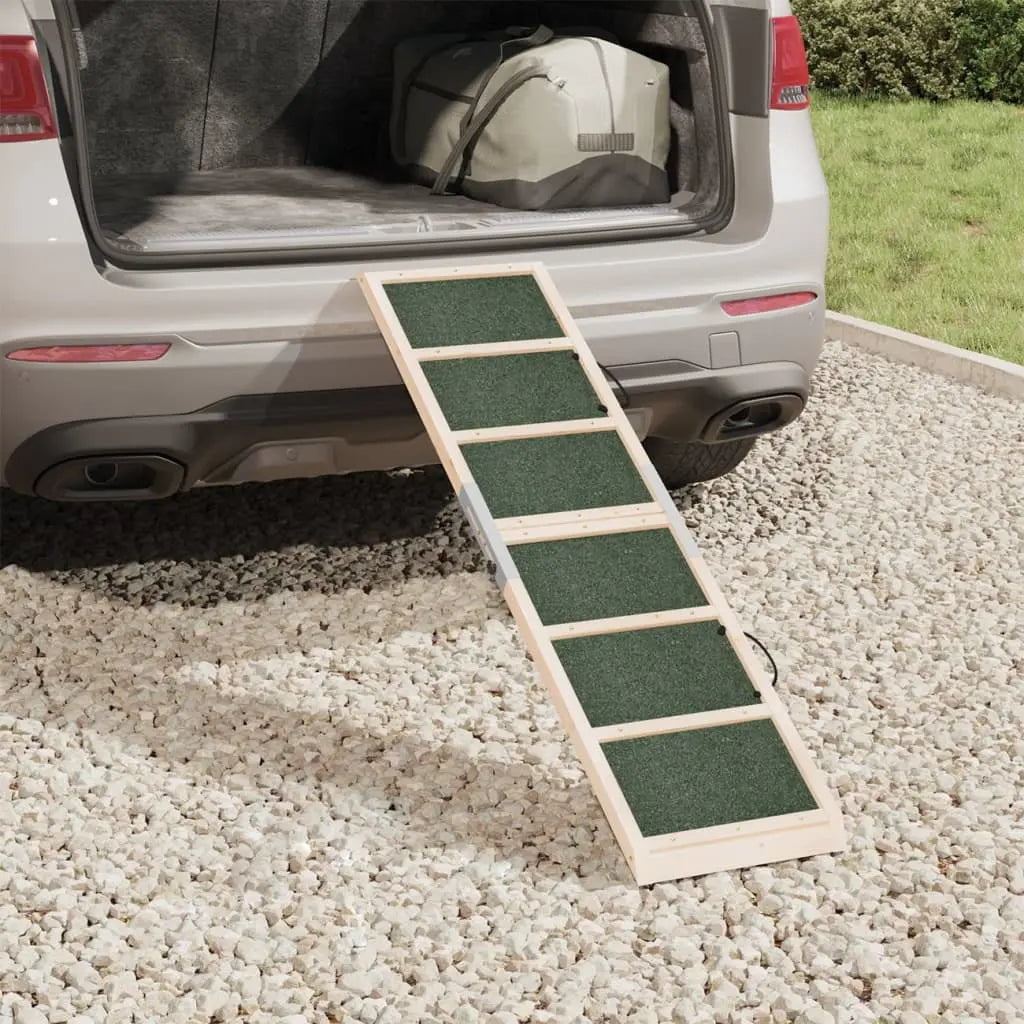 vidaXL Dog Ramp Foldable Adjustable Canine Ramp for Car Bed Solid Wood Fir-2