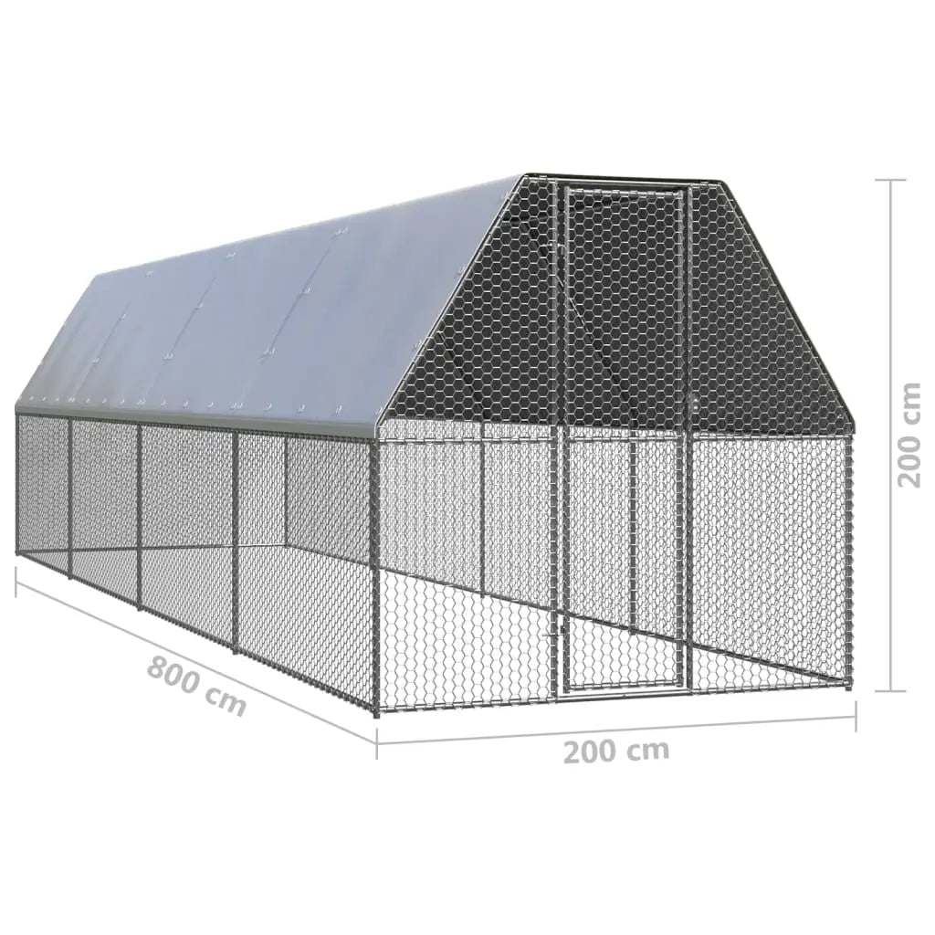 vidaXL Chicken Cage 6.6'x26.2'x6.6' Galvanized Steel-4
