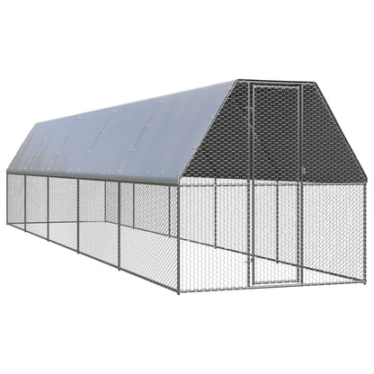vidaXL Chicken Cage 6.6'x32.8'x6.6' Galvanized Steel-0