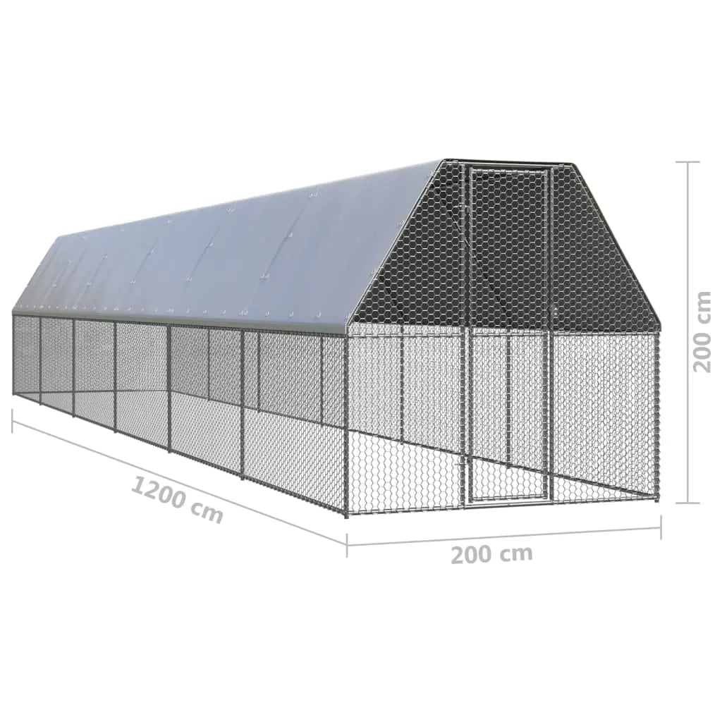 vidaXL Chicken Cage 6.6'x39.4'x6.6' Galvanized Steel-4