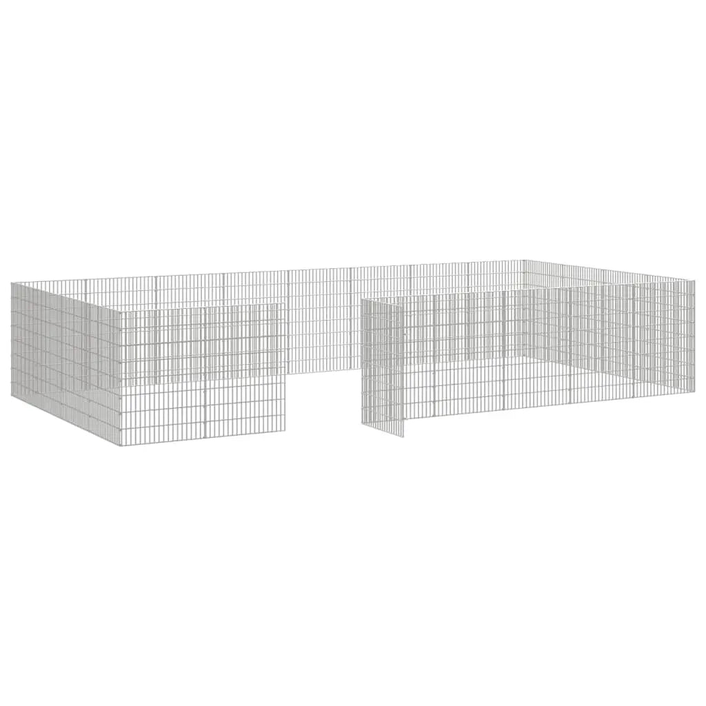 vidaXL Free Range Animal Enclosure 24-Panel 21.3"x31.5" Galvanized Iron-4