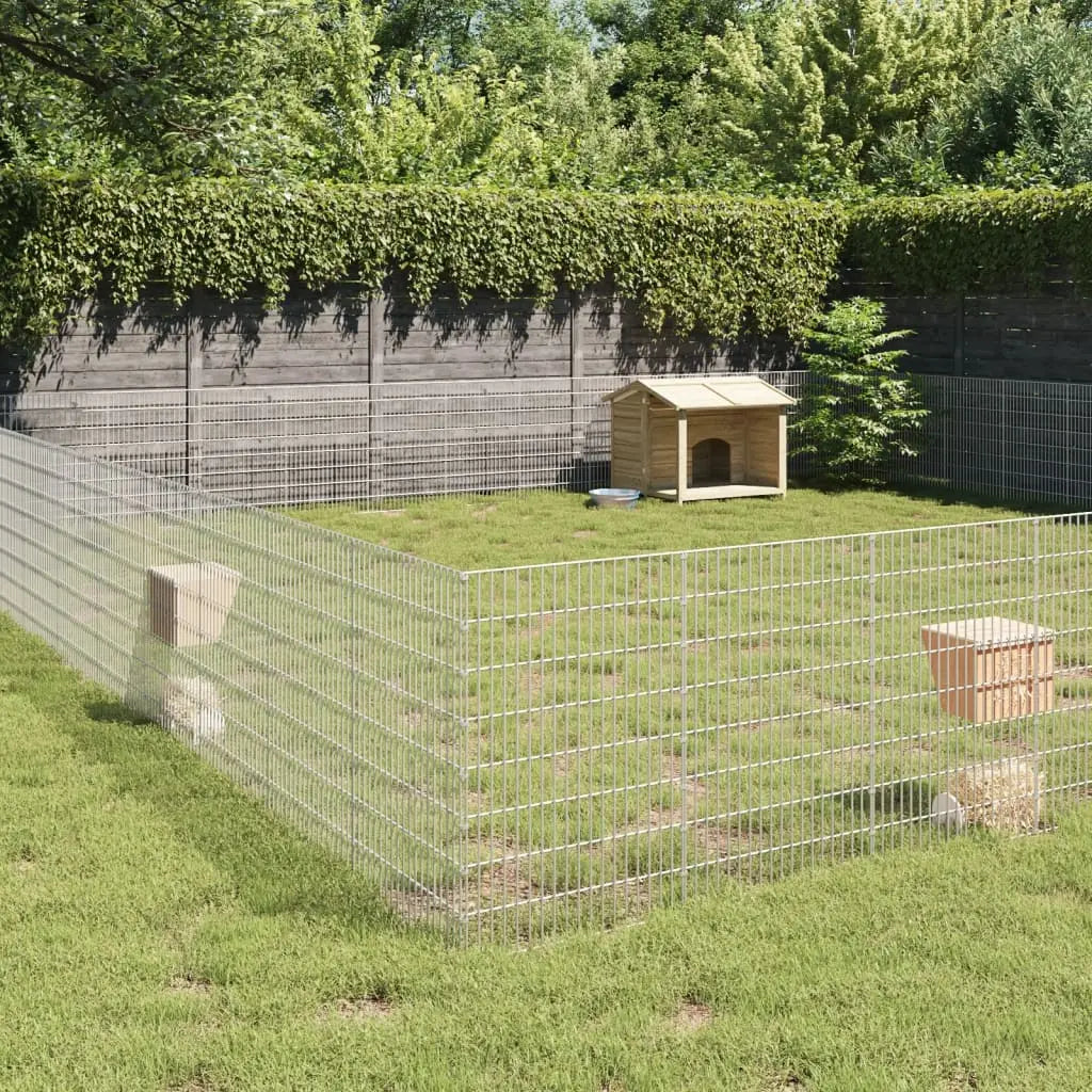 vidaXL Free Range Animal Enclosure 48-Panel 21.3"x31.5" Galvanized Iron-0