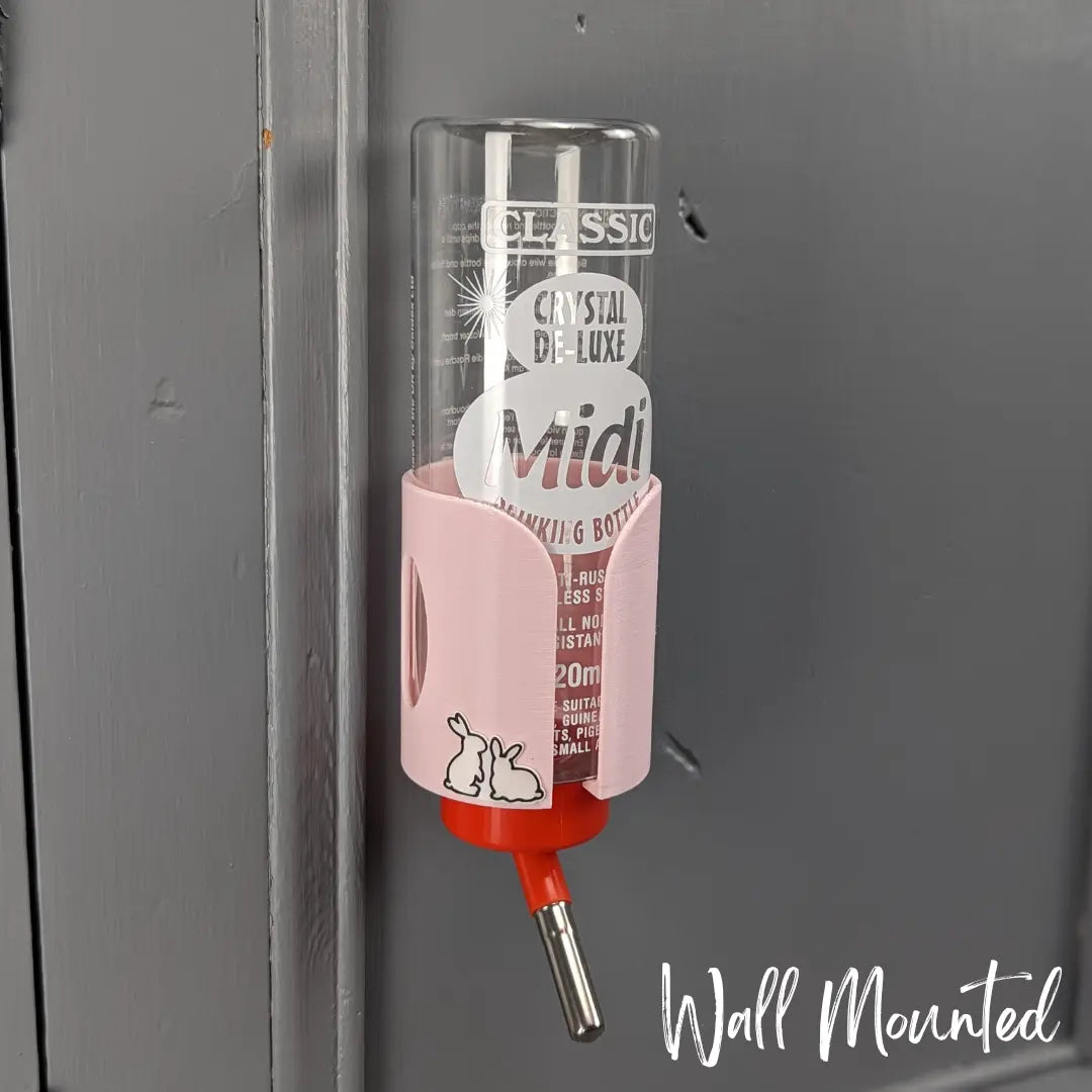 Guinea Pig & Rabbit Water Bottle Holder - Pastel Pink-2