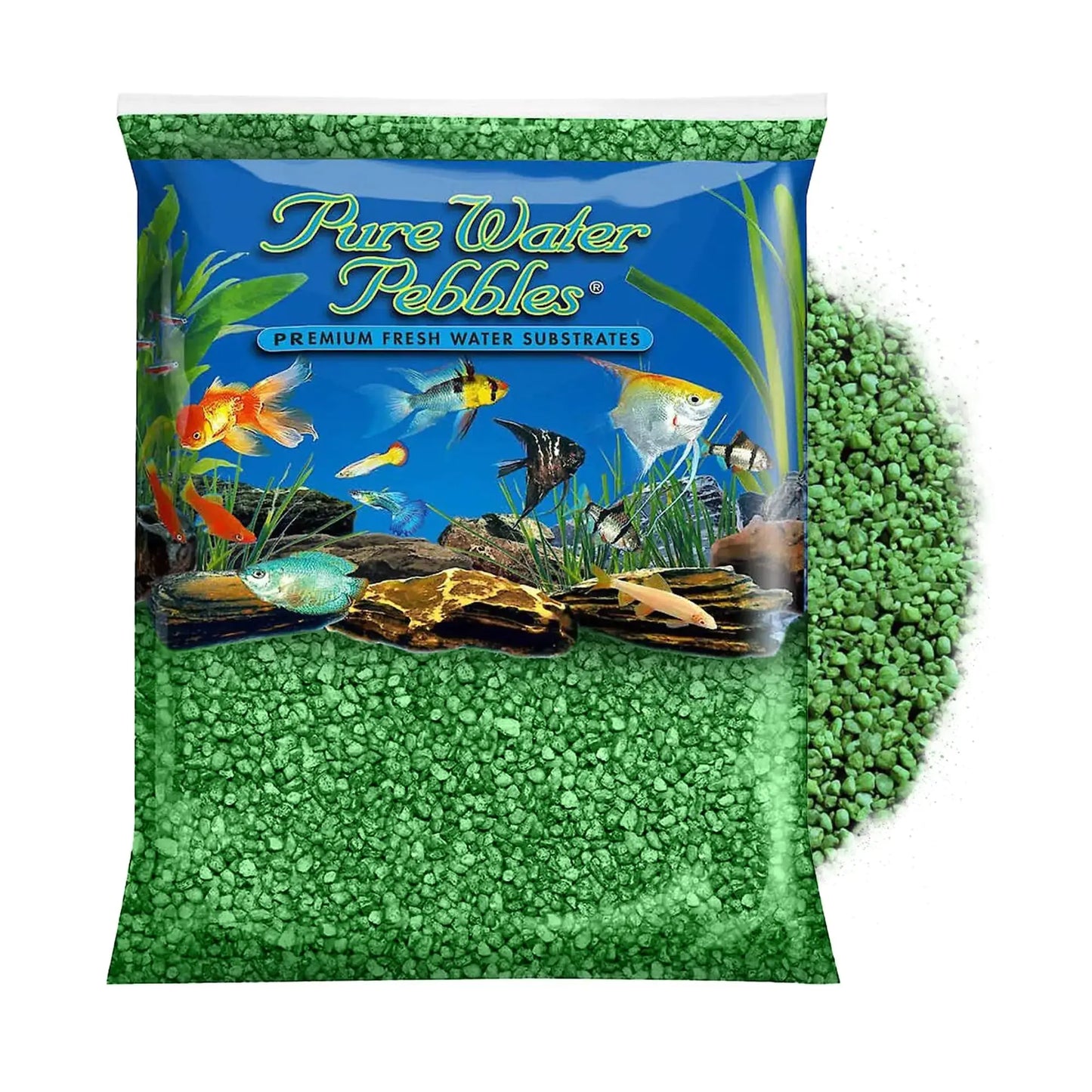Pure Water Pebbles Emerald Green Aquarium Gravel 2 Lbs - Premium Fish Tank Gravel Decorative Aquarium Rocks Ideal Fish Tank Accessories Pebbles for Aquariums Zooko