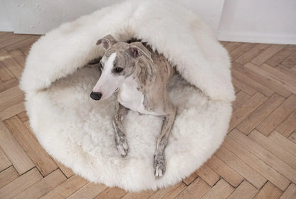 Natural Sheepskin Pet Cave - White-3