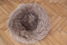 Round Natural Sheepskin Pet Bed - Greige-3