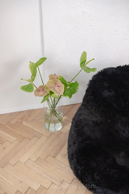 Natural Sheepskin Beanbag - Black-2