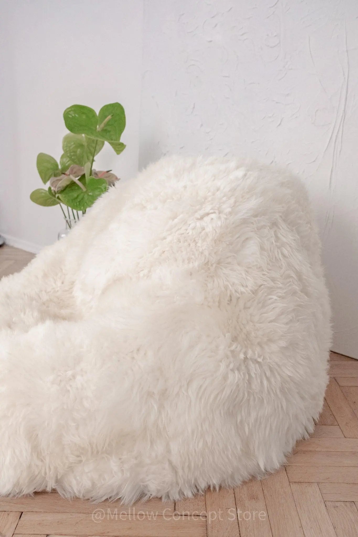 Natural Sheepskin Beanbag - White-1