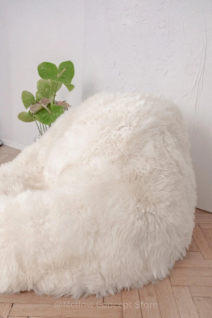 Natural Sheepskin Beanbag - White-1