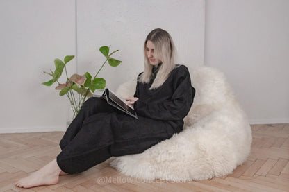 Natural Sheepskin Beanbag - White-2