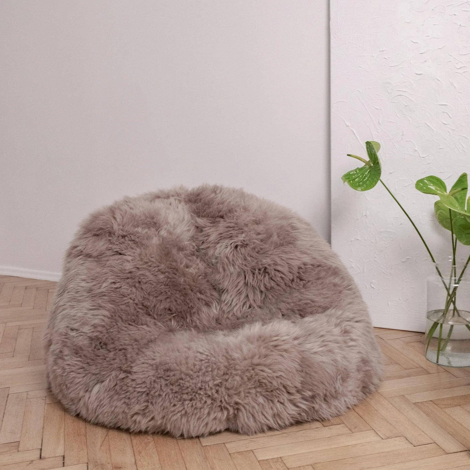 Natural Sheepskin Beanbag - Greige-0
