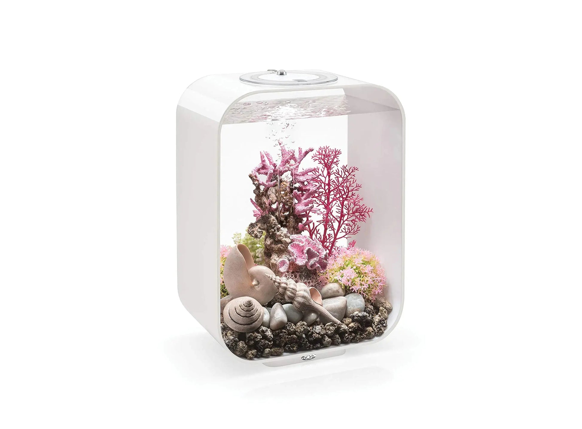 biOrb Life 15 Acrylic 4-Gallon Aquarium with Multi-Color Remote-Controlled LED Lights Modern Compact Tank for Tabletop or Desktop Display White Zooko