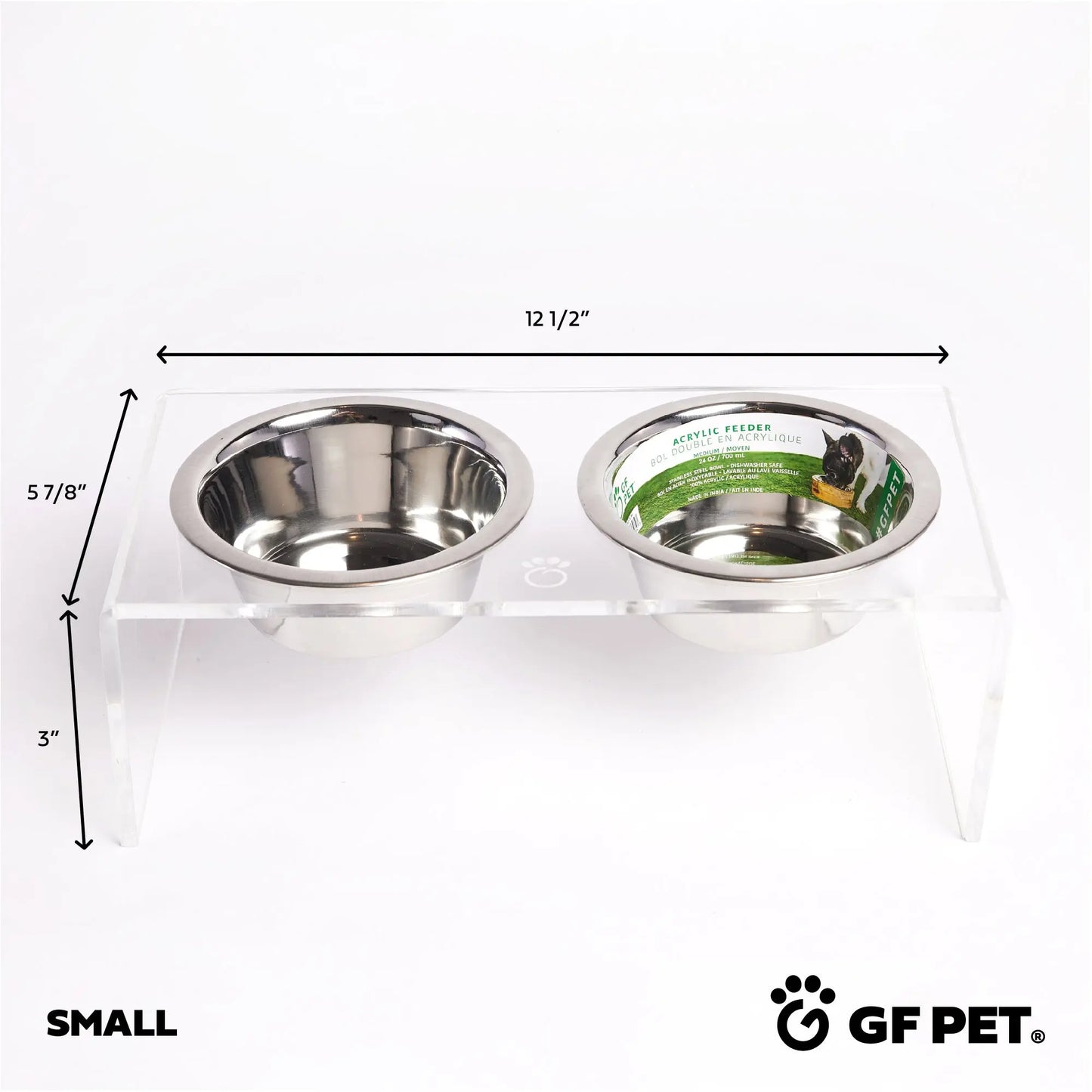 Acrylic Double Feeder - Clear GF Pet