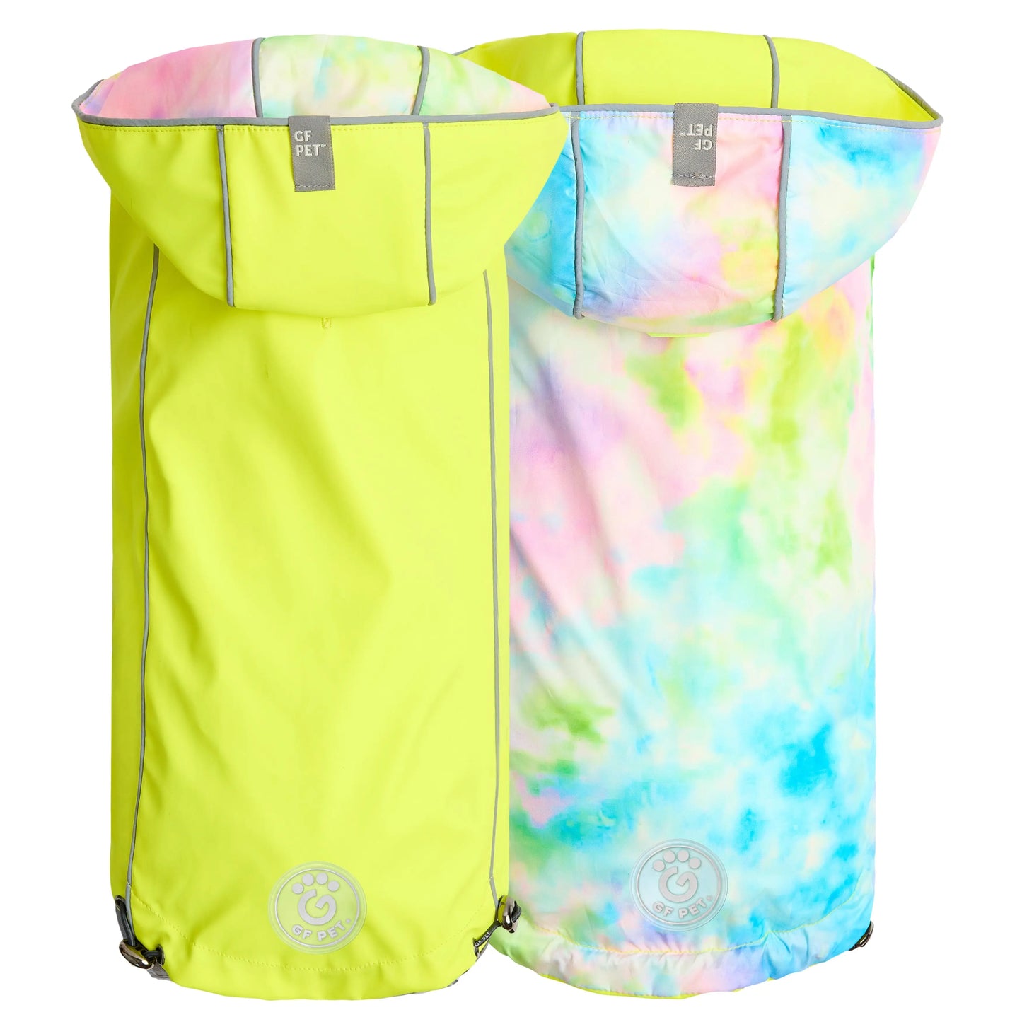 Reversible Raincoat - Neon Yellow With Tie Dye GF Pet