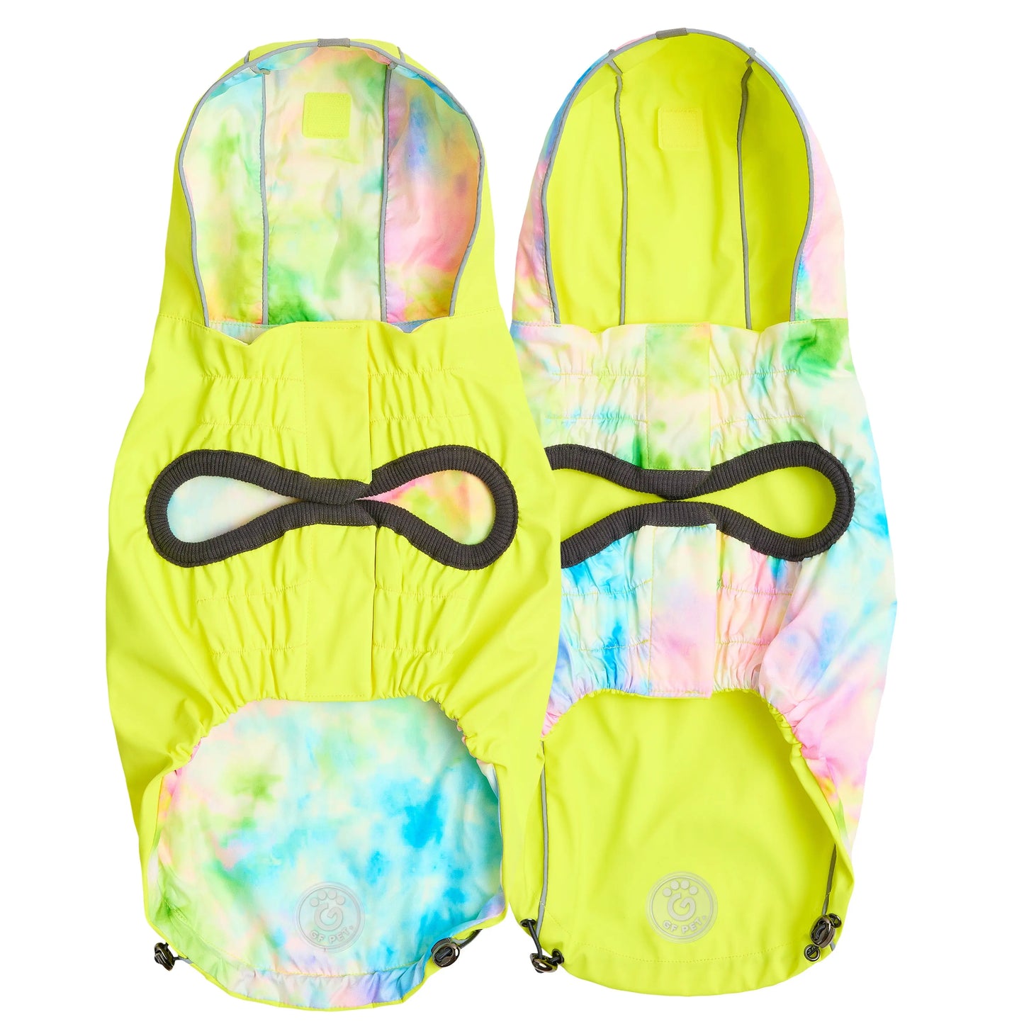 Reversible Raincoat - Neon Yellow With Tie Dye GF Pet
