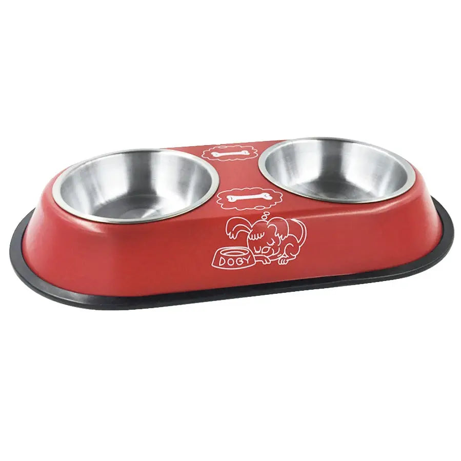 Pet Feeding Double Bowls Dog Cat Food Station Stainless Steel Water Food Bowls Feeder Solution for Dogs Cats Supplies Zooko