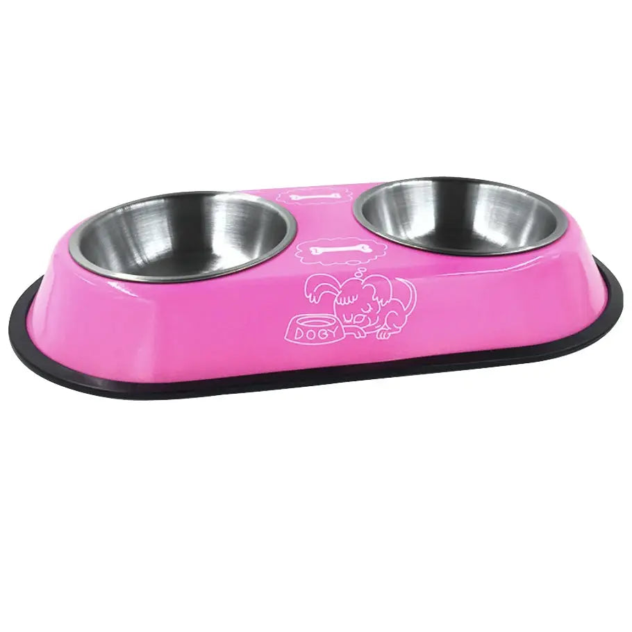 Pet Feeding Double Bowls Dog Cat Food Station Stainless Steel Water Food Bowls Feeder Solution for Dogs Cats Supplies Zooko