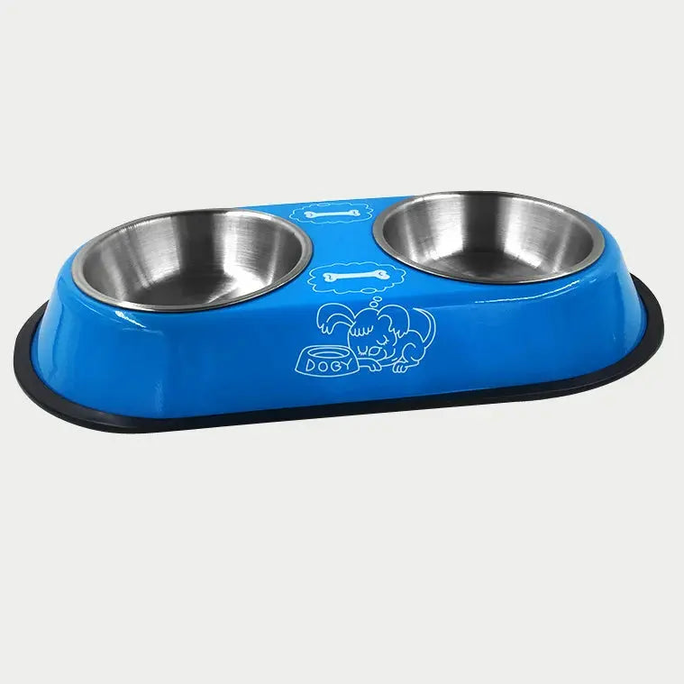 Pet Feeding Double Bowls Dog Cat Food Station Stainless Steel Water Food Bowls Feeder Solution for Dogs Cats Supplies Zooko