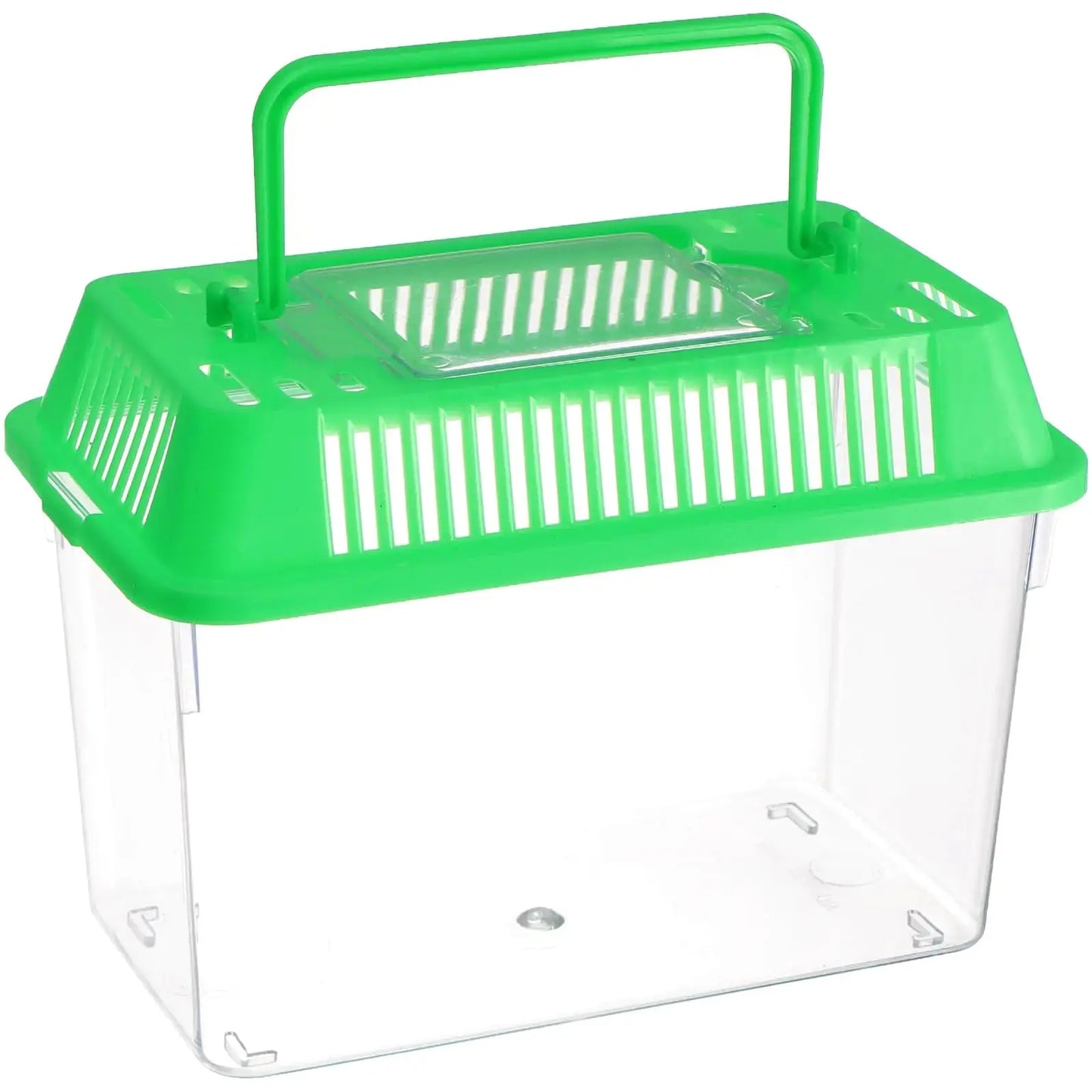 Baluue Portable Fish Tank Handheld Fish TankPlastic Mini Fish Box Transparent Cutout Design Plastic Aquarium with Handle for Turtle and Pet Fish (Random Color Lid) Zooko