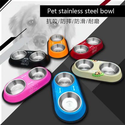 Pet Feeding Double Bowls Dog Cat Food Station Stainless Steel Water Food Bowls Feeder Solution for Dogs Cats Supplies Zooko