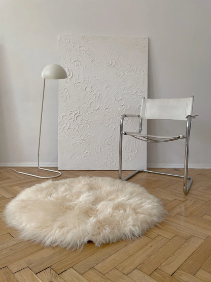 Natural Sheepskin Ivory Carpet - Round-0