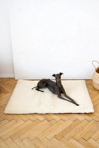 Square or Rectangular Natural Woolen Pet Mat - White-2