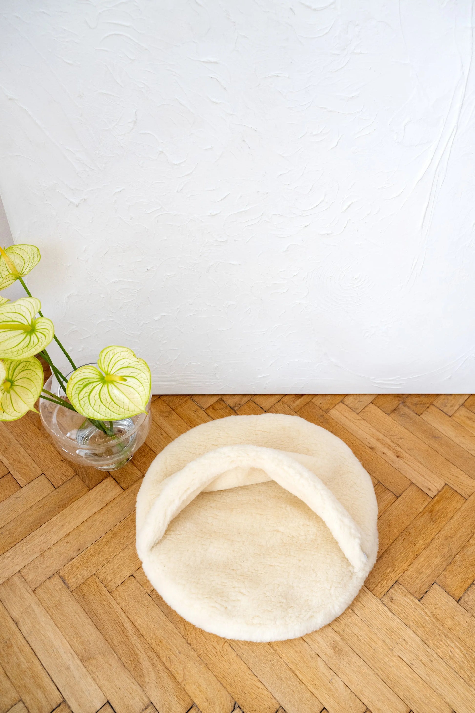 Natural Wool Pet Cave - White-4