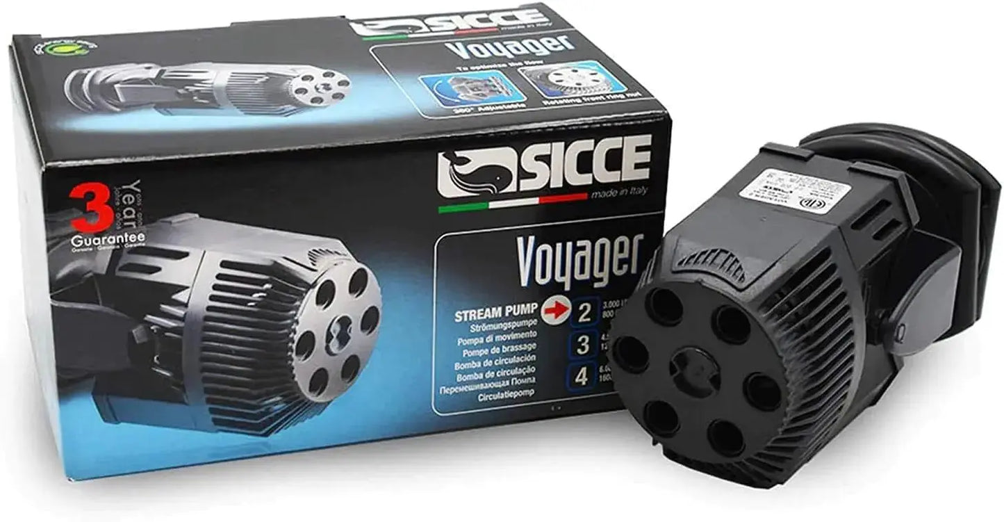 SICCE Voyager 2 Wave Maker Flow Pump 800 GPH | 360°Adjustable Quiet Submersible Magnetic Powerhead for Saltwater & Freshwater Tanks Quiet Aquarium Water Circulation Pump 15 to 90 Gallons Zooko