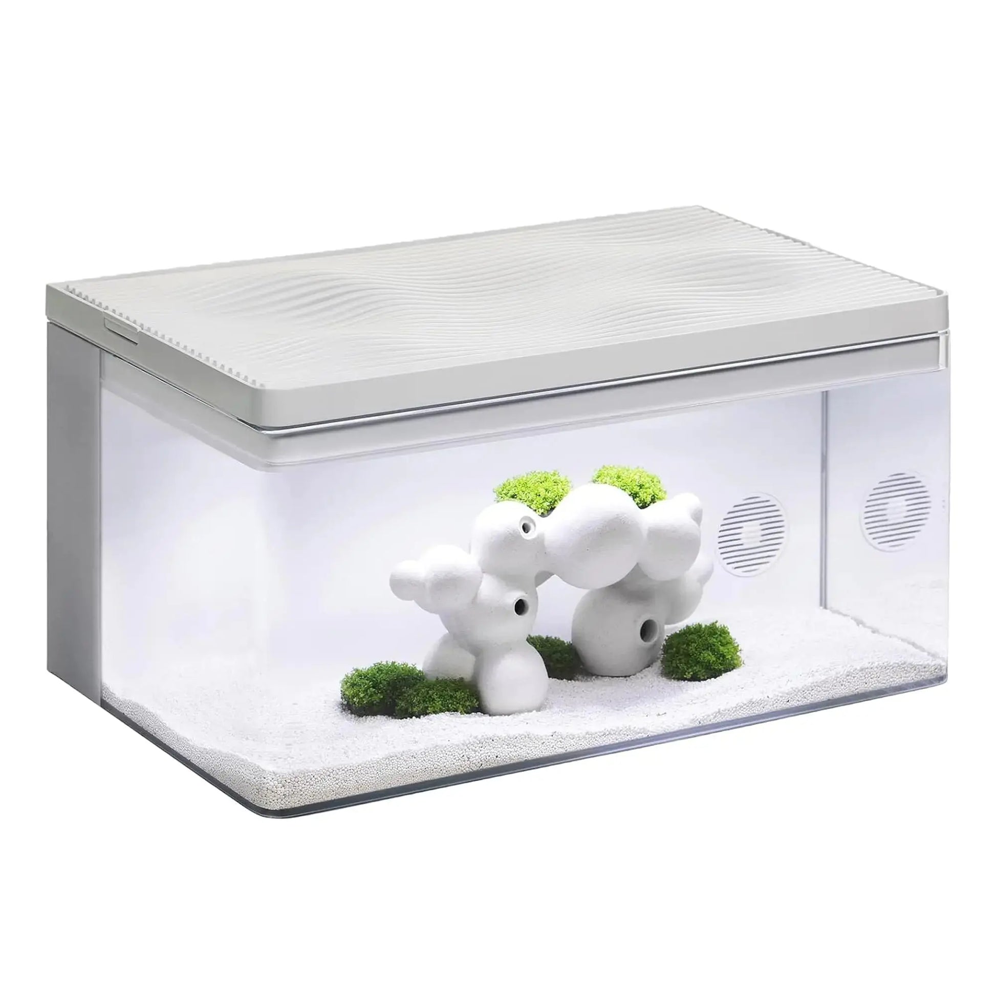 Harmony Premium All-in-One Aquatic Tank by Clairnara - iF Design Award Winning 10 Gallon Aquarium with Premium LED Light Patented Filtration System and Ultra-Quiet Water Pump - White Zooko
