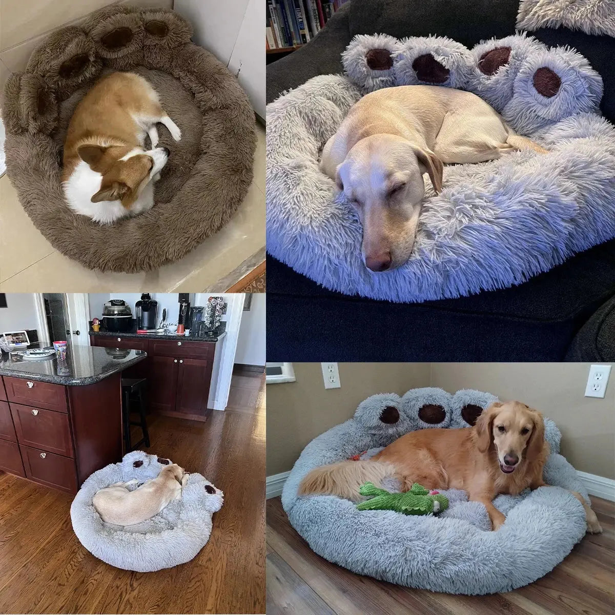 Fluffy Dog Bed Plush Kennel Accessories Pet Products Large Dogs Beds Bedding Sofa Basket Small Mat Cats Big Cushion Puppy Pets Zooko