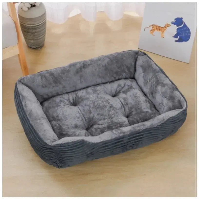 Bed for Dog Cat Pet Square Plush Kennel Medium Small Dog Sofa Bed Cushion Pet Calming Dog Bed House Pet Supplies Accessories Zooko