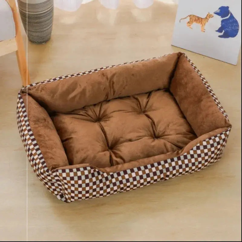 Bed for Dog Cat Pet Square Plush Kennel Medium Small Dog Sofa Bed Cushion Pet Calming Dog Bed House Pet Supplies Accessories Zooko