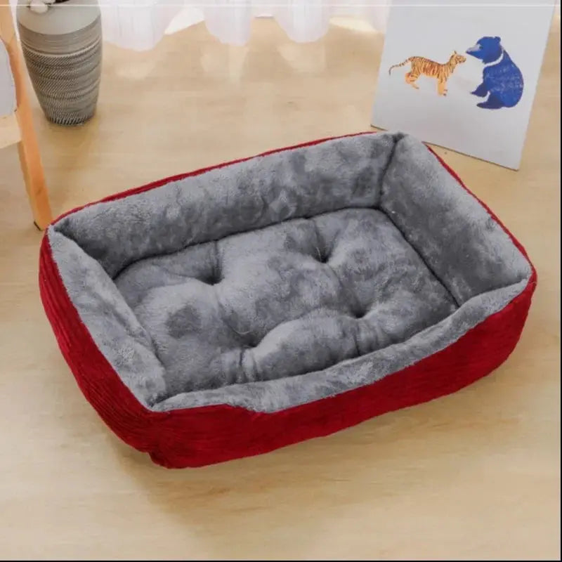 Bed for Dog Cat Pet Square Plush Kennel Medium Small Dog Sofa Bed Cushion Pet Calming Dog Bed House Pet Supplies Accessories Zooko