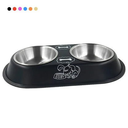 Pet Feeding Double Bowls Dog Cat Food Station Stainless Steel Water Food Bowls Feeder Solution for Dogs Cats Supplies Zooko