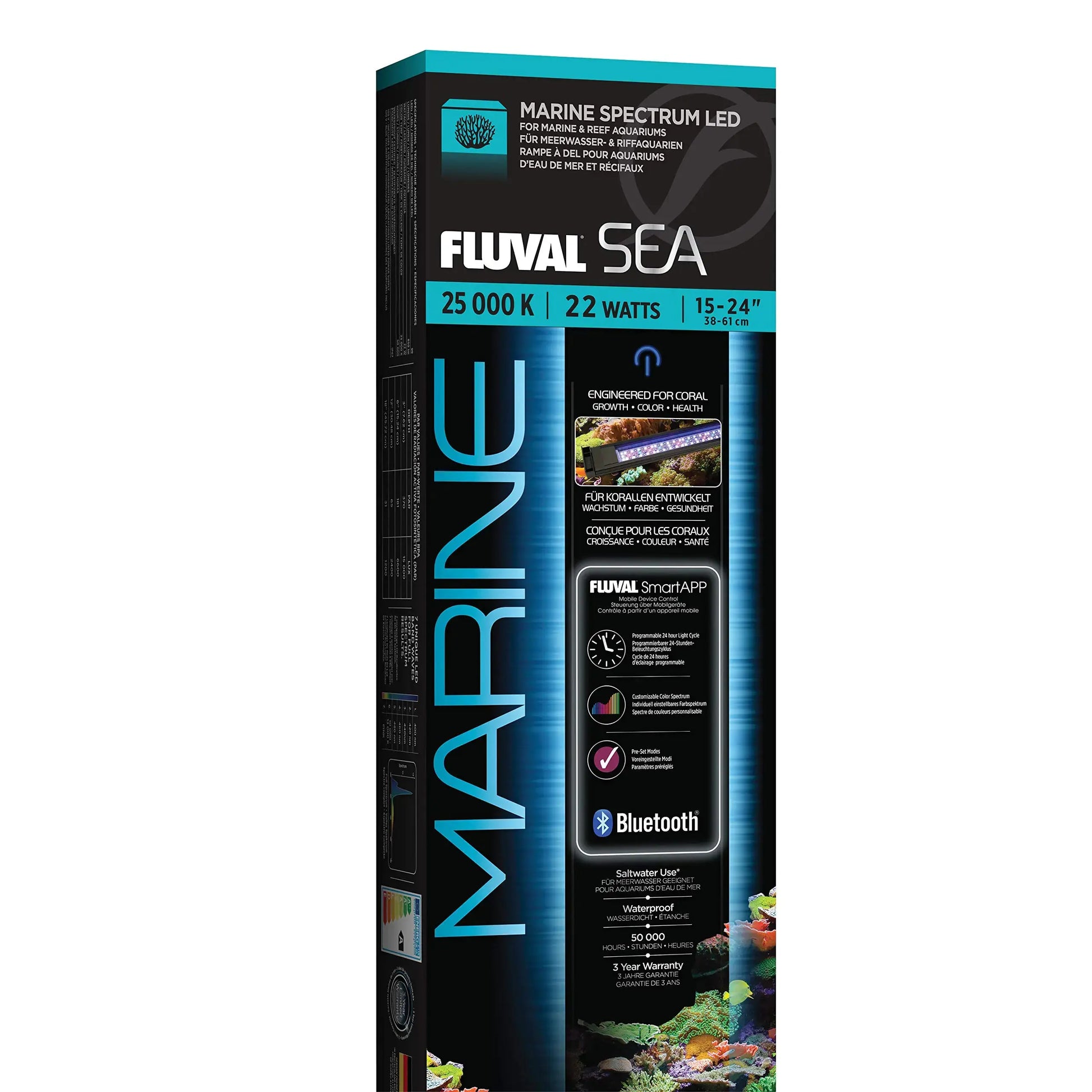 Fluval Sea Marine 3.0 LED Aquarium Lighting for Coral Growth 22 Watts 15-24 Inches Zooko