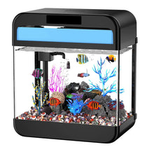 Fish Tank Aquarium 2.2 Gallon with Adjustable 3 Color Light Bead Self Cleaning 3 in 1 Pump with Filteration Oxygenation Water Circulation Triple Function HD Heat Bending Glass Leak-Proof Base Zooko
