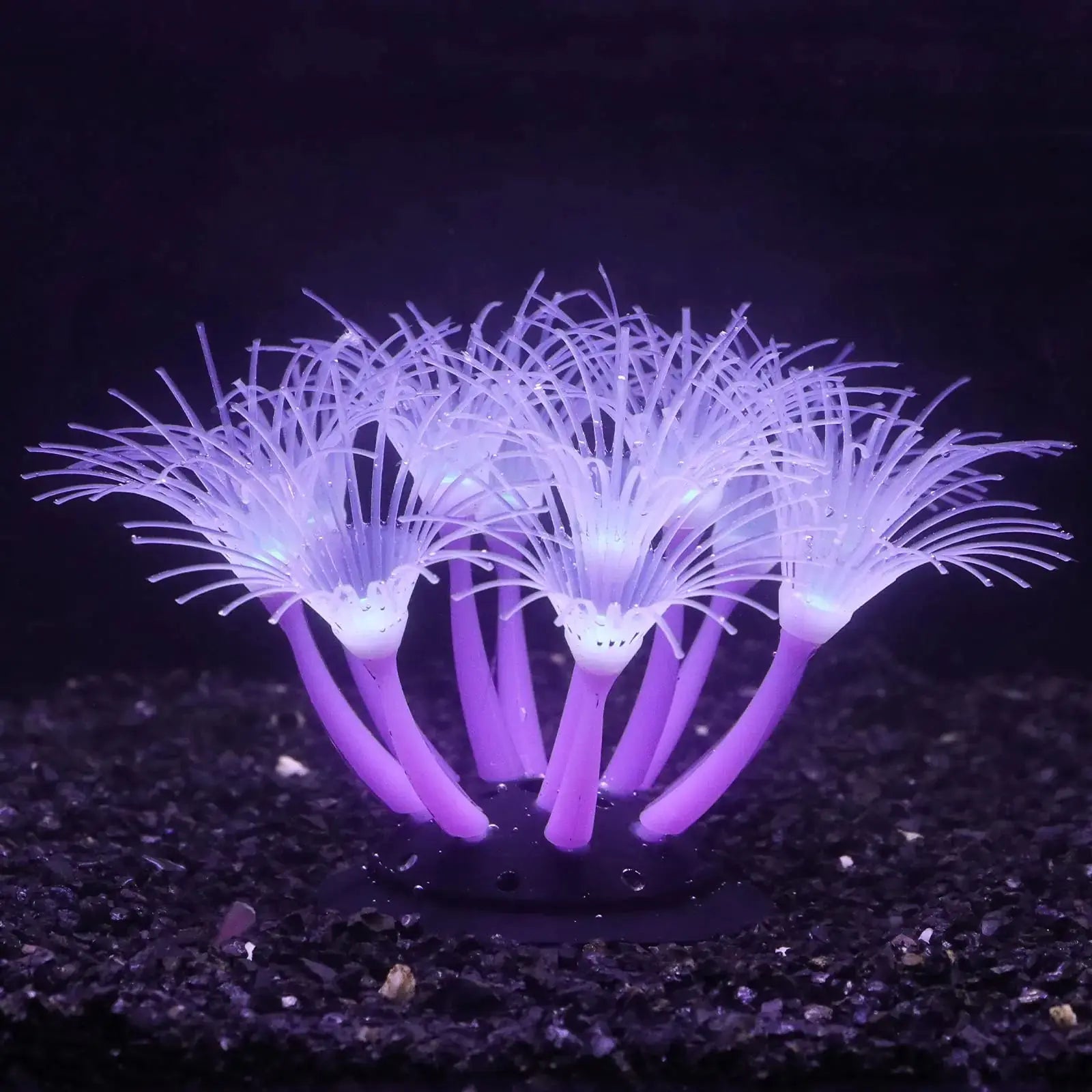 Bluecoco Soft Silica Gel Moves Naturally with Water Flow Aquarium Decorations Glow in The Dark Glowing Coral Ornaments for Fish Tank Decorations (Purple Sunflower) Zooko