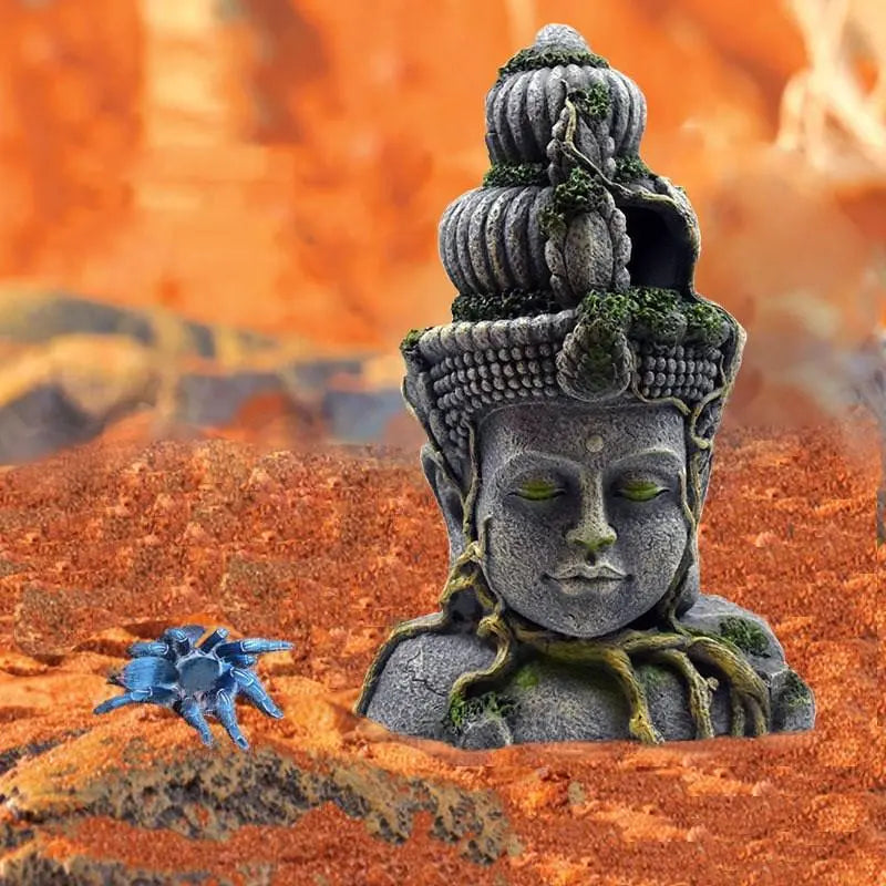 Bodhisattva Head Resin Aquarium Decoration - Stunning Reptile Tank Ornament-3